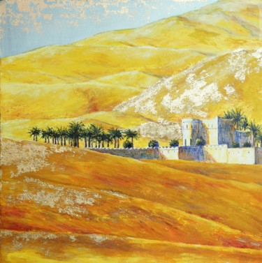 Ζωγραφική με τίτλο "Oasis from the seri…" από Tatyana Chepkasova, Αυθεντικά έργα τέχνης, Ακρυλικό Τοποθετήθηκε στο Ξύλινο φο…