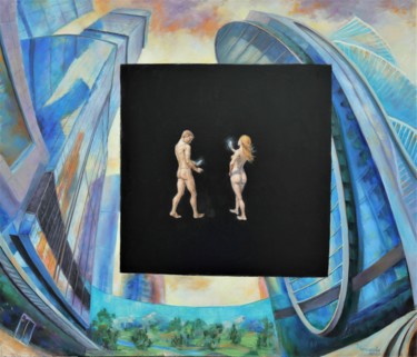 Painting titled "Adam and Eve" by Tatyana Chepkasova, Original Artwork, Oil Mounted on Wood Stretcher frame