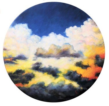 Painting titled "Sky number 1" by Tatyana Chepkasova, Original Artwork, Oil Mounted on Wood Stretcher frame