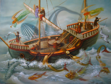 Painting titled "В неизведанных водах" by Konstantin Chepukov, Original Artwork, Oil