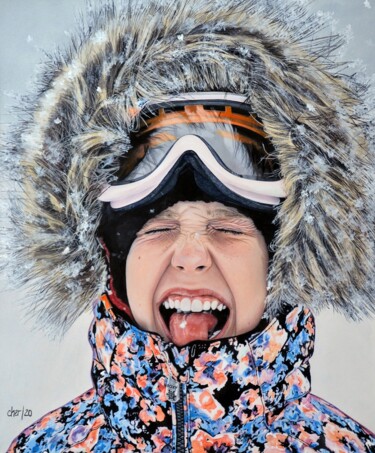 Картина под названием "Catching Snowflakes" - Cher Pruys, Подлинное произведение искусства, Акрил