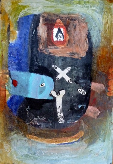 Pintura intitulada "poisson feu" por Cheri Crevure, Obras de arte originais, Acrílico