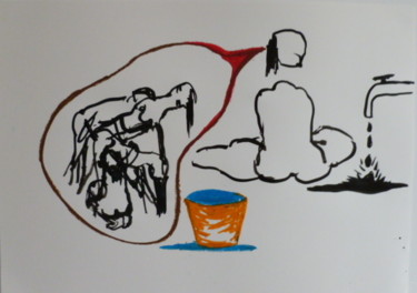 Peinture intitulée "bain maure" par Cheri Crevure, Œuvre d'art originale, Acrylique