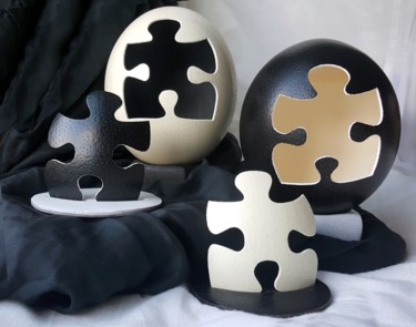 Sculpture titled "Puzzled" by Cherie Lee, Original Artwork, Ceramics