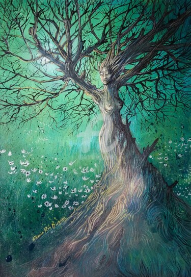 Painting titled "Illumination - Tree…" by Cherie Roe Dirksen, Original Artwork, Acrylic Mounted on Wood Stretcher frame