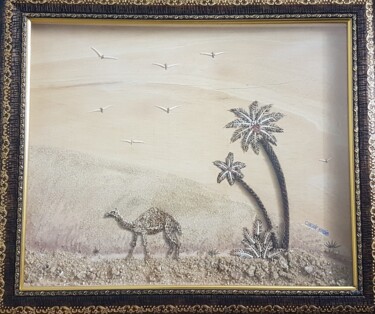 Peinture intitulée "Paysage sahara aux…" par Chérif Habib, Œuvre d'art originale