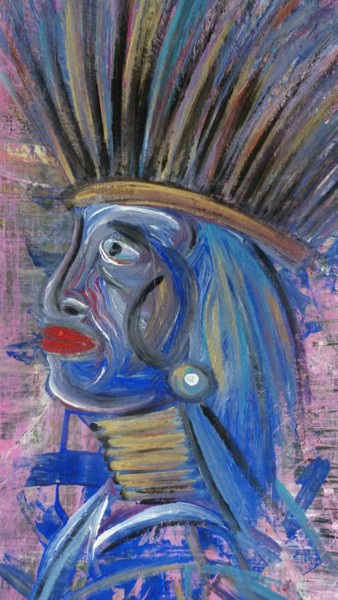 Peinture intitulée "Blue Indian" par Chero, Œuvre d'art originale, Autre