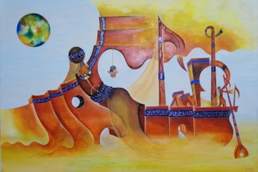 Pintura intitulada "Voyage éternel" por Amine Cherradi, Obras de arte originais, Acrílico Montado em Armação em madeira