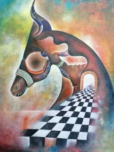 Картина под названием "Le rêve" - Amine Cherradi, Подлинное произведение искусства, Акрил Установлен на Деревянная рама для…