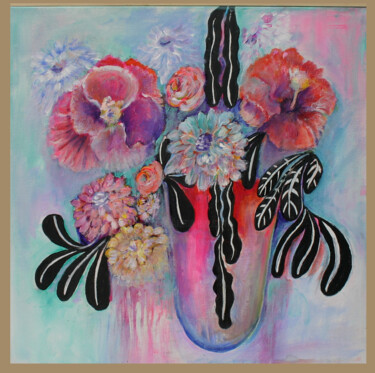 Painting titled "Vase of Flowers" by Cheryl Paolini, Original Artwork, Acrylic