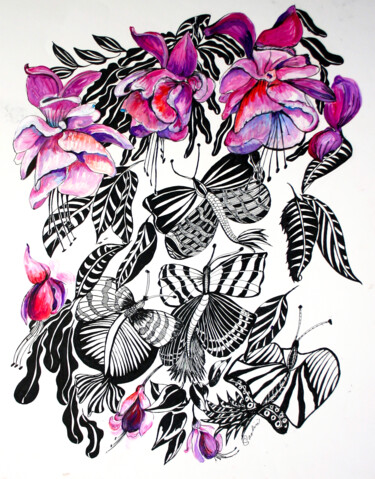 绘画 标题为“Butterflies Swarming” 由Cheryl Paolini, 原创艺术品, 丙烯