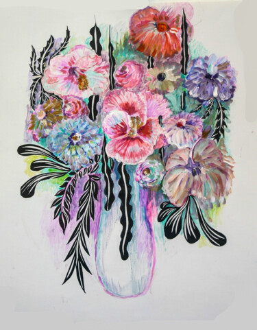 Картина под названием "Explosion of Colors" - Cheryl Paolini, Подлинное произведение искусства, Акрил