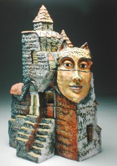 Skulptur mit dem Titel "Sapphire Lantern" von Cheryl Tall, Original-Kunstwerk, Keramik