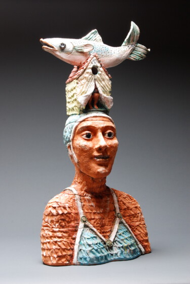 Sculptuur getiteld "Flying Fish" door Cheryl Tall, Origineel Kunstwerk, Keramiek