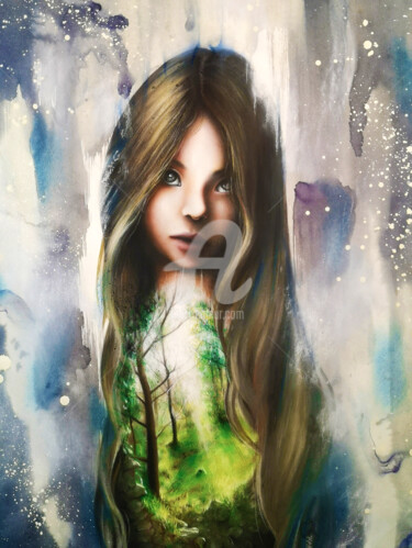 图画 标题为“Lana Philosophica” 由Chesfear, 原创艺术品, 粉彩 安装在其他刚性面板上