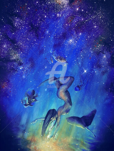 Рисунок под названием "Jewel of th Ocean" - Chesfear, Подлинное произведение искусства, Пастель Установлен на Другая жесткая…