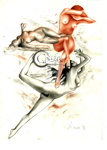 Dessin intitulée "A muse'ette" par Chesfear, Œuvre d'art originale, Fusain