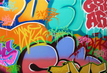 Pintura titulada "Wall of the street." por Ches Graffiti Designs, Obra de arte original, Pintura al aerosol