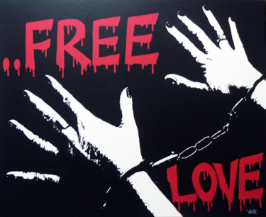 Painting titled "Free Love" by Ches Graffiti Designs, Original Artwork, Acrylic