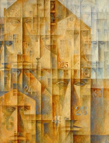 Картина под названием ""Жёлтый дом"" - Сергей Чесноков-Ладыженский, Подлинное произведение искусства