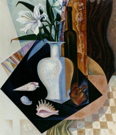 Картина под названием ""Две лилии"" - Сергей Чесноков-Ладыженский, Подлинное произведение искусства