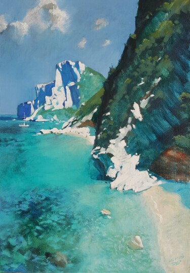 Pintura intitulada "Cala delle Sorgenti…" por Chesnov Evgenii, Obras de arte originais, Óleo