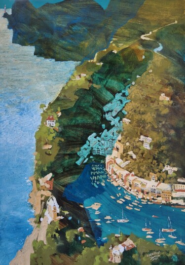 「Portofino. Italia」というタイトルの絵画 Chesnov Evgeniiによって, オリジナルのアートワーク, オイル