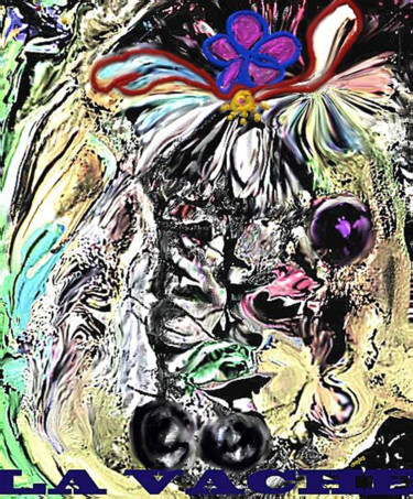 Arte digitale intitolato "The rainbow-cow" da Richard Raveen Chester, Opera d'arte originale, Pittura digitale