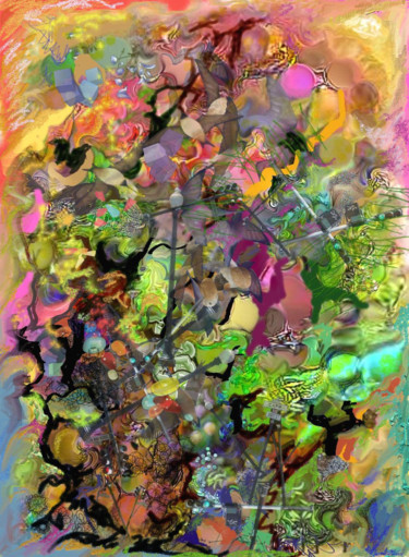 Digital Arts titled "Rainbow caviar tower" by Richard Raveen Chester, Original Artwork, Digital Painting