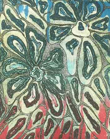 Gravures & estampes intitulée "Flowers  in three c…" par Richard Raveen Chester, Œuvre d'art originale, Gravure