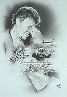 Peinture intitulée "Johnny Hallyday." par Claude Hestin, Œuvre d'art originale