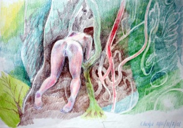 Drawing titled "Natasha crawls thro…" by Alice Schesya, Original Artwork