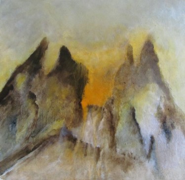 Peinture intitulée "volcan" par Lucile Chevalier Moreaux, Œuvre d'art originale, Huile