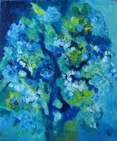 Pittura intitolato "Bouquet bleu" da Lucile Chevalier Moreaux, Opera d'arte originale, Acrilico