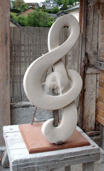 Sculpture titled "clé de sol" by Janpi. R, Original Artwork, Stone