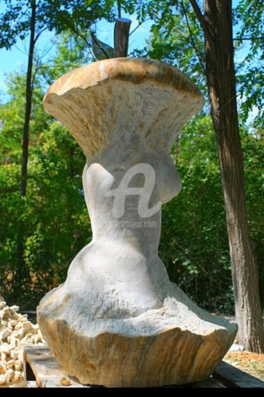 Sculpture titled "le fruit defendu" by Janpi. R, Original Artwork, Stone