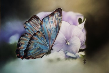 Pintura titulada "" Butterfly "" por Véronique Chevalier, Obra de arte original, Pastel