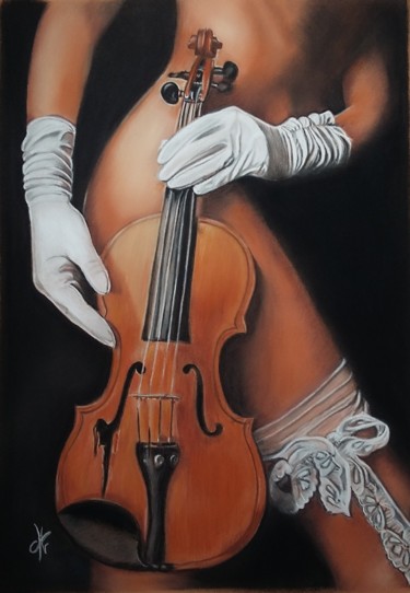 Картина под названием "" Sensualité "" - Véronique Chevalier, Подлинное произведение искусства, Пастель