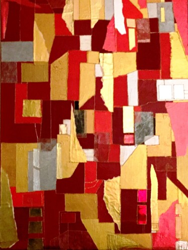 Картина под названием "Grand Rouge" - Mu, Подлинное произведение искусства, Акрил Установлен на Деревянная рама для носилок