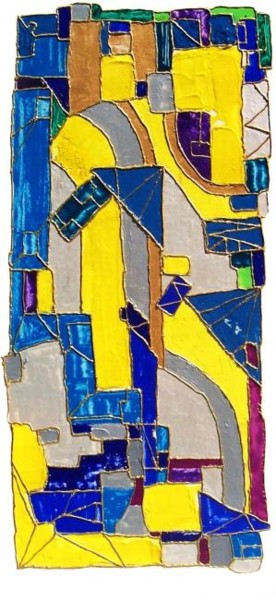 Картина под названием "PetitBleu" - Mu, Подлинное произведение искусства, Акрил Установлен на Деревянная рама для носилок