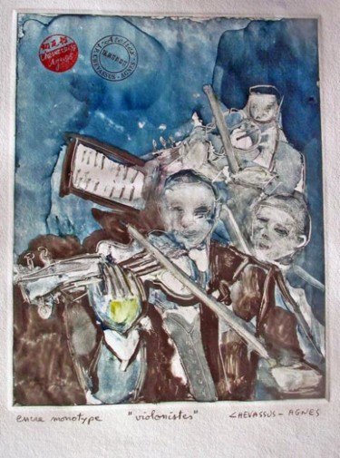 Zeichnungen mit dem Titel ""music violon"" von Jean-Pierre Chevassus-Agnes, Original-Kunstwerk, Andere