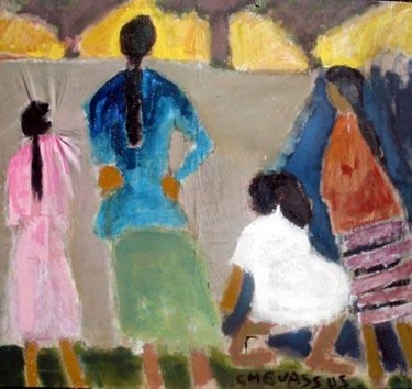Peinture intitulée "ENFANTS  JOUANTS" par Jean-Pierre Chevassus-Agnes, Œuvre d'art originale, Huile