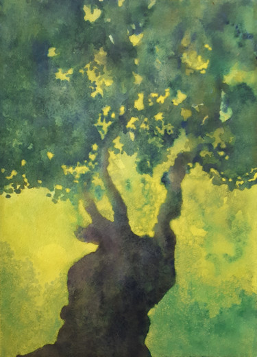 Peinture intitulée "Le vénérable" par Moa, Œuvre d'art originale, Aquarelle