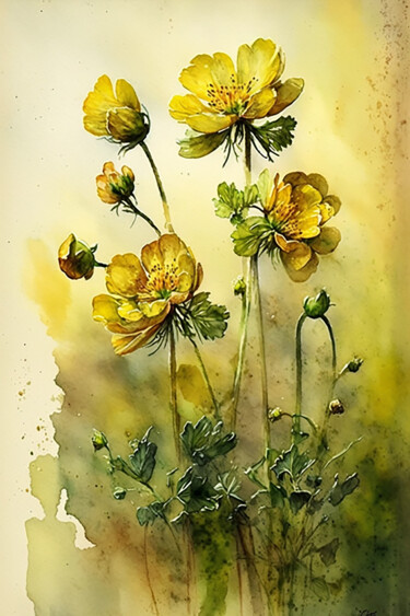 Digital Arts titled "Composition florale" by Alf, Original Artwork, Digital Painting