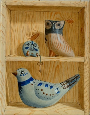 Peinture intitulée "Oiseaux mexicains" par Christiane Heydon, Œuvre d'art originale