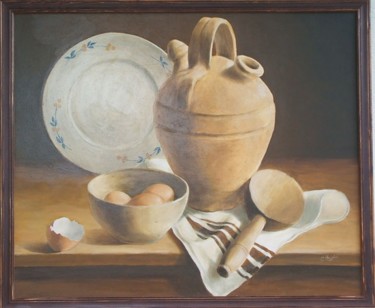 Peinture intitulée "La cuiller en bois" par Christiane Heydon, Œuvre d'art originale