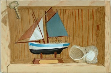 Peinture intitulée "Petit bateau" par Christiane Heydon, Œuvre d'art originale