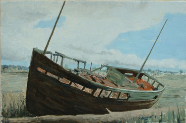 Peinture intitulée "Epave à Port-la-For…" par Christiane Heydon, Œuvre d'art originale