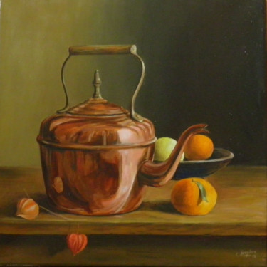 Peinture intitulée "bouilloire-cuivre.j…" par Christiane Heydon, Œuvre d'art originale
