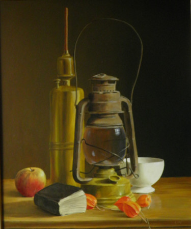 Peinture intitulée "lampe-tempete-et-la…" par Christiane Heydon, Œuvre d'art originale